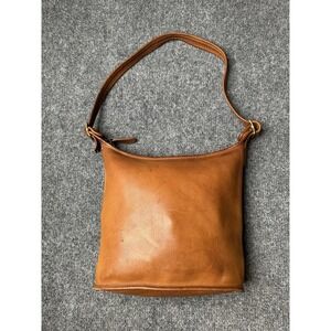 Womens Leather Coach Saddle Brown Bucket Shoulder Bag, Size One Size